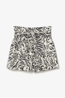 Le Temps des Cerises Short En Lin Melange Lest A Motif Animalier-Femme Shorts & Jupes