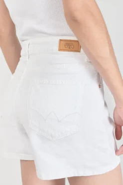 Le Temps des Cerises Short Mosta En Jeans Blanc A Fermeture Asymetrique-Femme Coupe Criss Cross