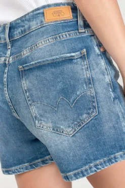 Le Temps des Cerises Short Mosta En Jeans Bleu A Fermeture Asymetrique-Femme Coupe Criss Cross