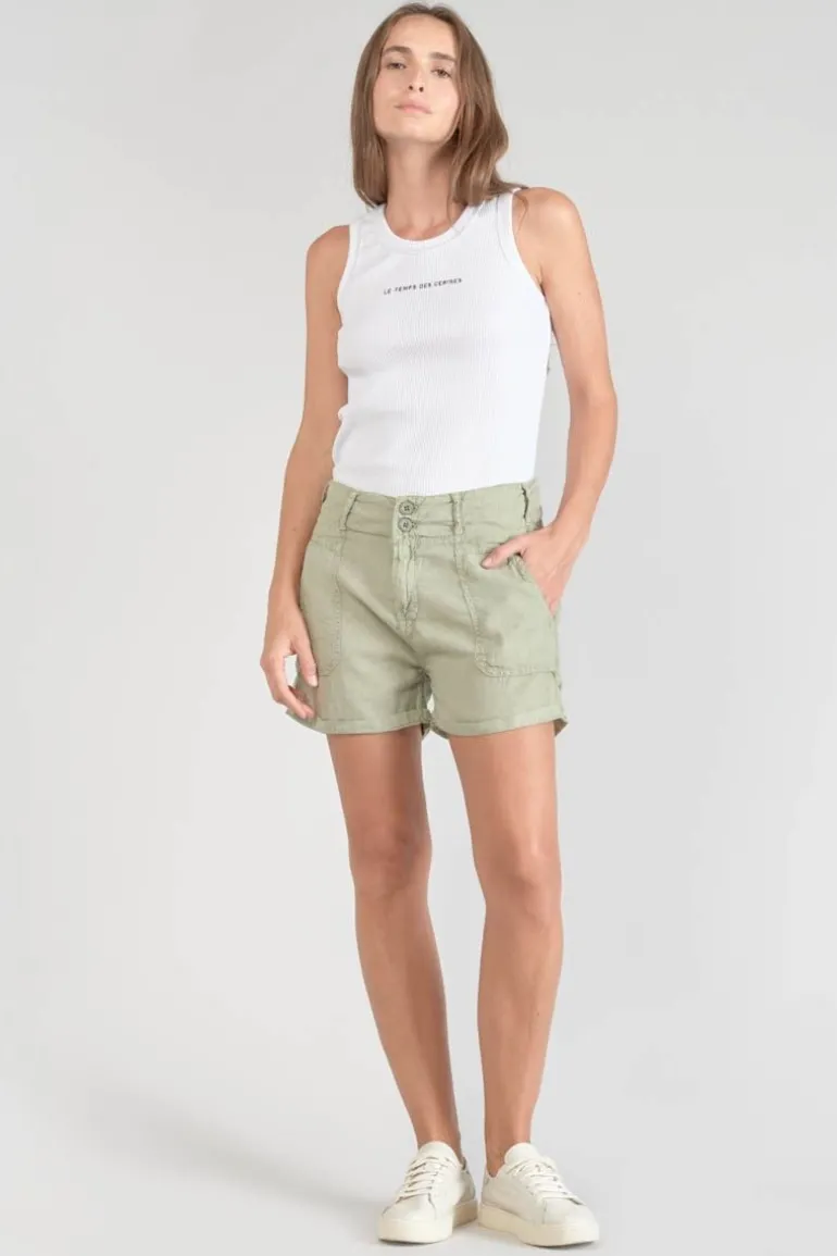 Le Temps des Cerises Short Pagode En Lin Kaki Clair-Femme Shorts & Jupes