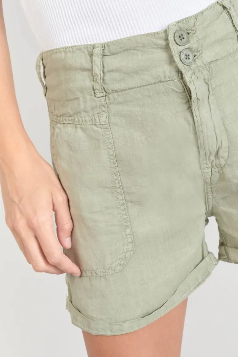 Le Temps des Cerises Short Pagode En Lin Kaki Clair-Femme Shorts & Jupes