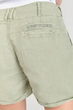 Le Temps des Cerises Short Pagode En Lin Kaki Clair-Femme Shorts & Jupes