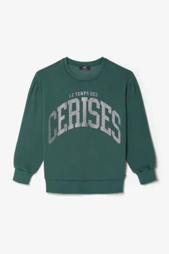 Le Temps des Cerises Sweat Moa Vert Bouteille Imprime-Femme Pulls & Sweats & Cardigans