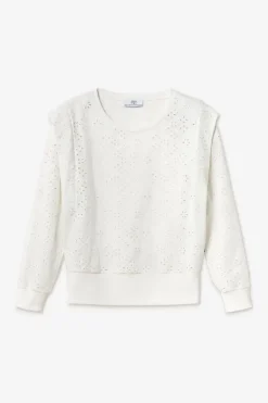 Le Temps des Cerises Sweat Plume Ajoure Blanc-Femme Pulls & Sweats & Cardigans
