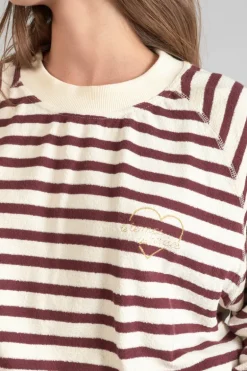 Le Temps des Cerises Sweatshirt Koa Mariniere Prune-Femme Pulls & Sweats & Cardigans