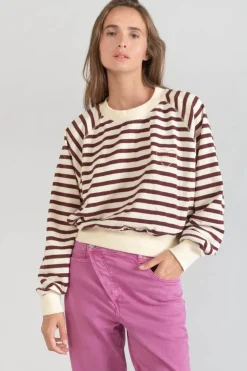 Le Temps des Cerises Sweatshirt Koa Mariniere Prune-Femme Pulls & Sweats & Cardigans