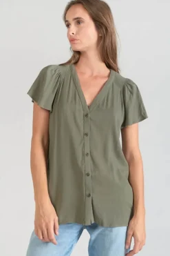 Le Temps des Cerises Top Aube En Tencel Kaki-Femme Tops