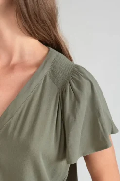 Le Temps des Cerises Top Aube En Tencel Kaki-Femme Tops