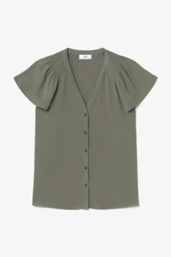 Le Temps des Cerises Top Aube En Tencel Kaki-Femme Tops