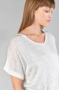 Le Temps des Cerises Top Bibou Creme-Femme T-Shirts & Débardeurs