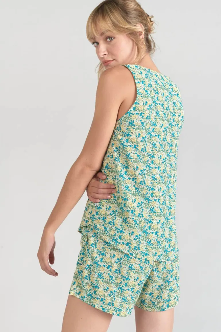 Le Temps des Cerises Top Craig A Motif Fleuri Vert Et Bleu-Femme Tops