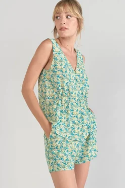 Le Temps des Cerises Top Craig A Motif Fleuri Vert Et Bleu-Femme Tops