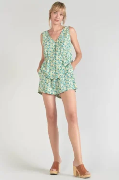 Le Temps des Cerises Top Craig A Motif Fleuri Vert Et Bleu-Femme Tops