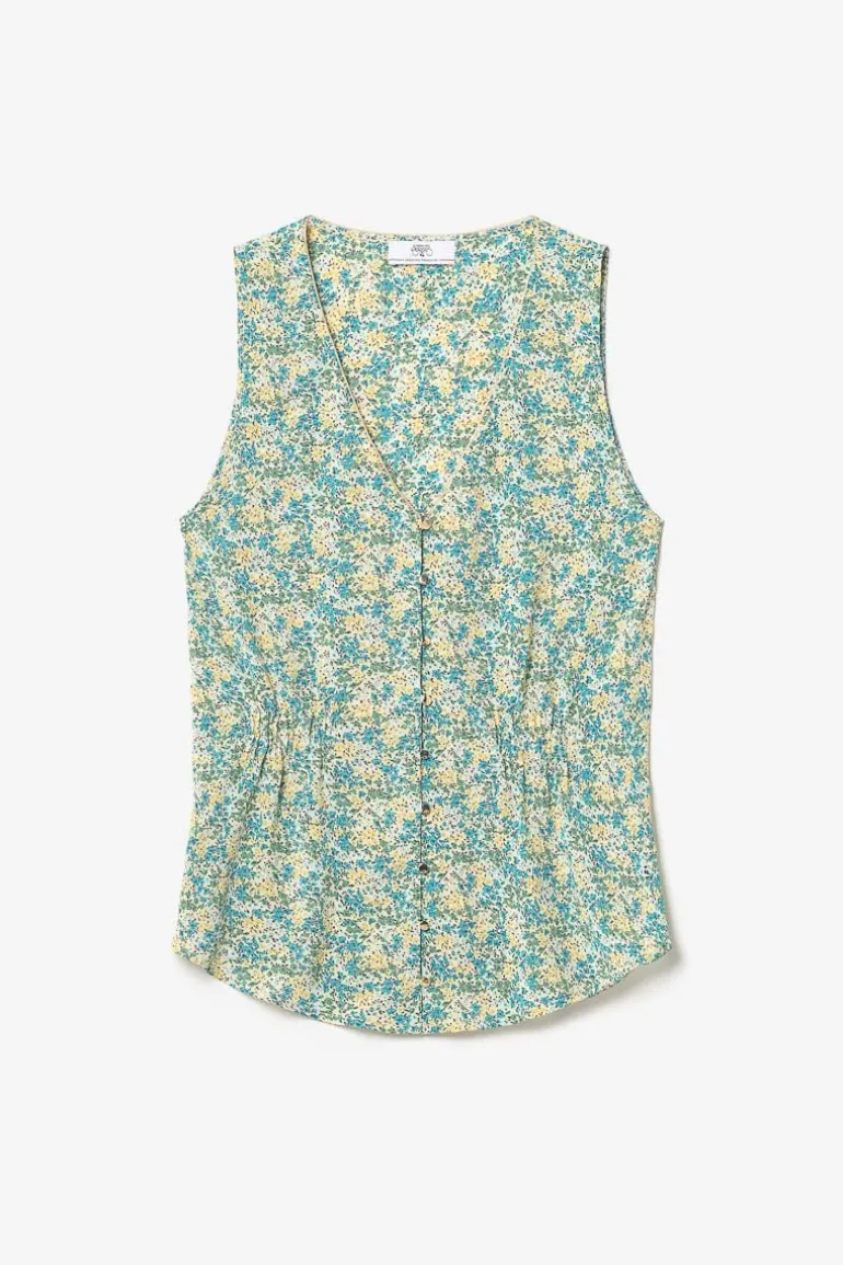Le Temps des Cerises Top Craig A Motif Fleuri Vert Et Bleu-Femme Tops