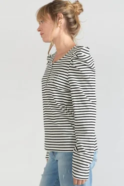 Le Temps des Cerises Top Demi A Rayures Noires Et Blanches-Femme T-Shirts & Débardeurs
