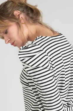 Le Temps des Cerises Top Demi A Rayures Noires Et Blanches-Femme T-Shirts & Débardeurs