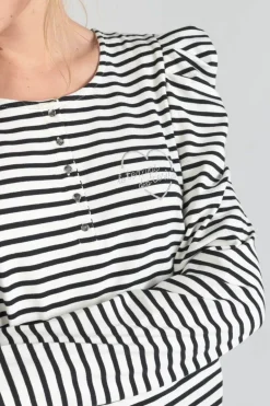 Le Temps des Cerises Top Demi A Rayures Noires Et Blanches-Femme T-Shirts & Débardeurs