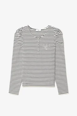 Le Temps des Cerises Top Demi A Rayures Noires Et Blanches-Femme T-Shirts & Débardeurs