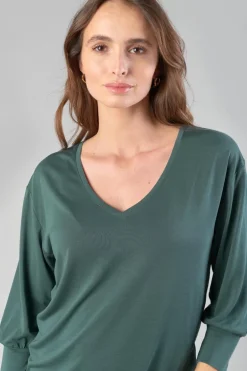 Le Temps des Cerises Top Jessie Vert Bouteille-Femme T-Shirts & Débardeurs