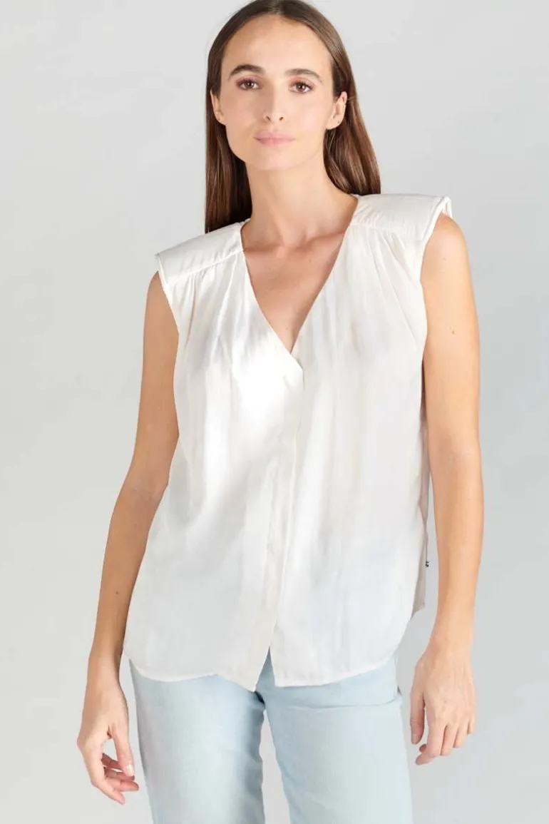 Le Temps des Cerises Top Missou En Jacquard Creme-Femme Tops