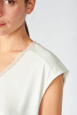 Le Temps des Cerises Top Nate Blanc-Femme T-Shirts & Débardeurs