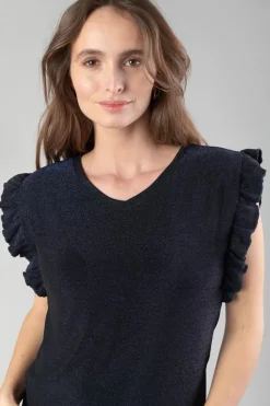 Le Temps des Cerises Top Nea Bleu Nuit Irise-Femme Tops