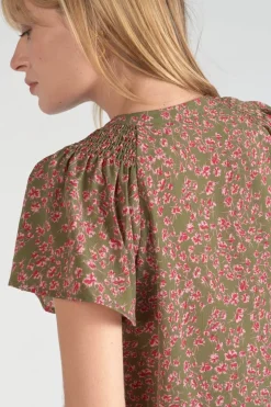 Le Temps des Cerises Top Norine Kaki A Motif Fleuri-Femme Tops