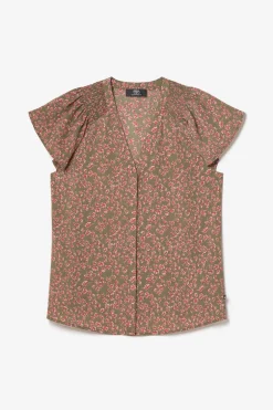 Le Temps des Cerises Top Norine Kaki A Motif Fleuri-Femme Tops