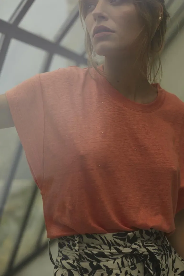 Le Temps des Cerises Top Overs Orange Corail-Femme T-Shirts & Débardeurs