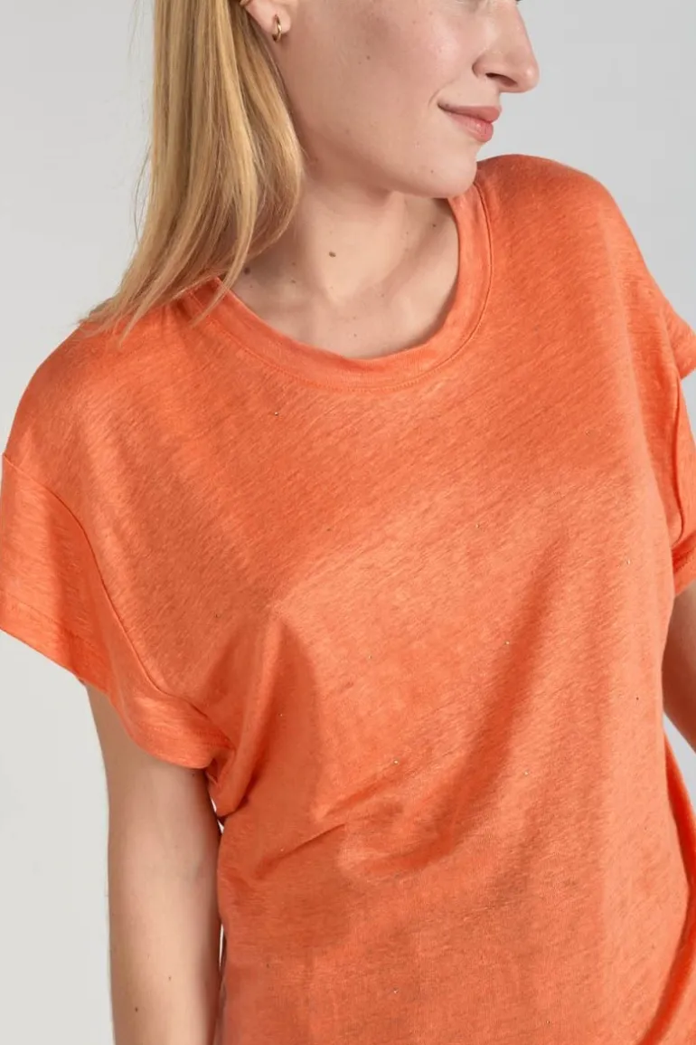 Le Temps des Cerises Top Overs Orange Corail-Femme T-Shirts & Débardeurs