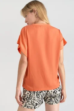 Le Temps des Cerises Top Overs Orange Corail-Femme T-Shirts & Débardeurs