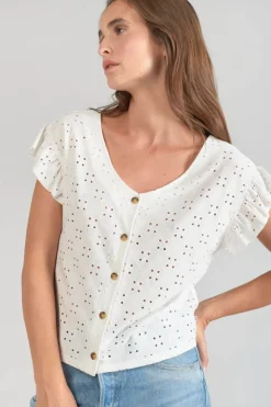 Le Temps des Cerises Top Pedrina Ajoure Blanc-Femme Tops