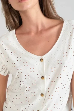 Le Temps des Cerises Top Pedrina Ajoure Blanc-Femme Tops