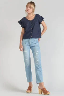 Le Temps des Cerises Top Pedrina Ajoure Bleu Marine-Femme Tops