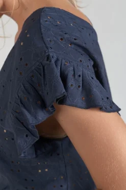 Le Temps des Cerises Top Pedrina Ajoure Bleu Marine-Femme Tops