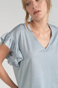 Le Temps des Cerises Top Ryls Bleu Ciel Irise-Femme T-Shirts & Débardeurs