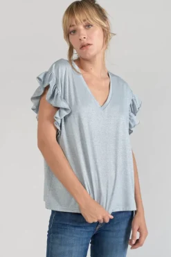 Le Temps des Cerises Top Ryls Bleu Ciel Irise-Femme T-Shirts & Débardeurs