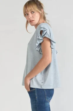 Le Temps des Cerises Top Ryls Bleu Ciel Irise-Femme T-Shirts & Débardeurs