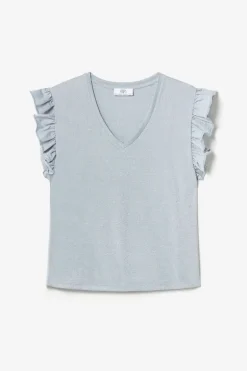 Le Temps des Cerises Top Ryls Bleu Ciel Irise-Femme T-Shirts & Débardeurs