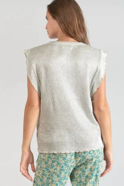 Le Temps des Cerises Top Tamajon Argente-Femme T-Shirts & Débardeurs