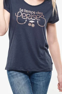 Le Temps des Cerises T-Shirt Basitrame Marine-Femme T-Shirts & Débardeurs