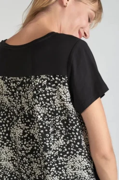 Le Temps des Cerises T-Shirt Bi-Matiere Domi Noir Imprime-Femme T-Shirts & Débardeurs