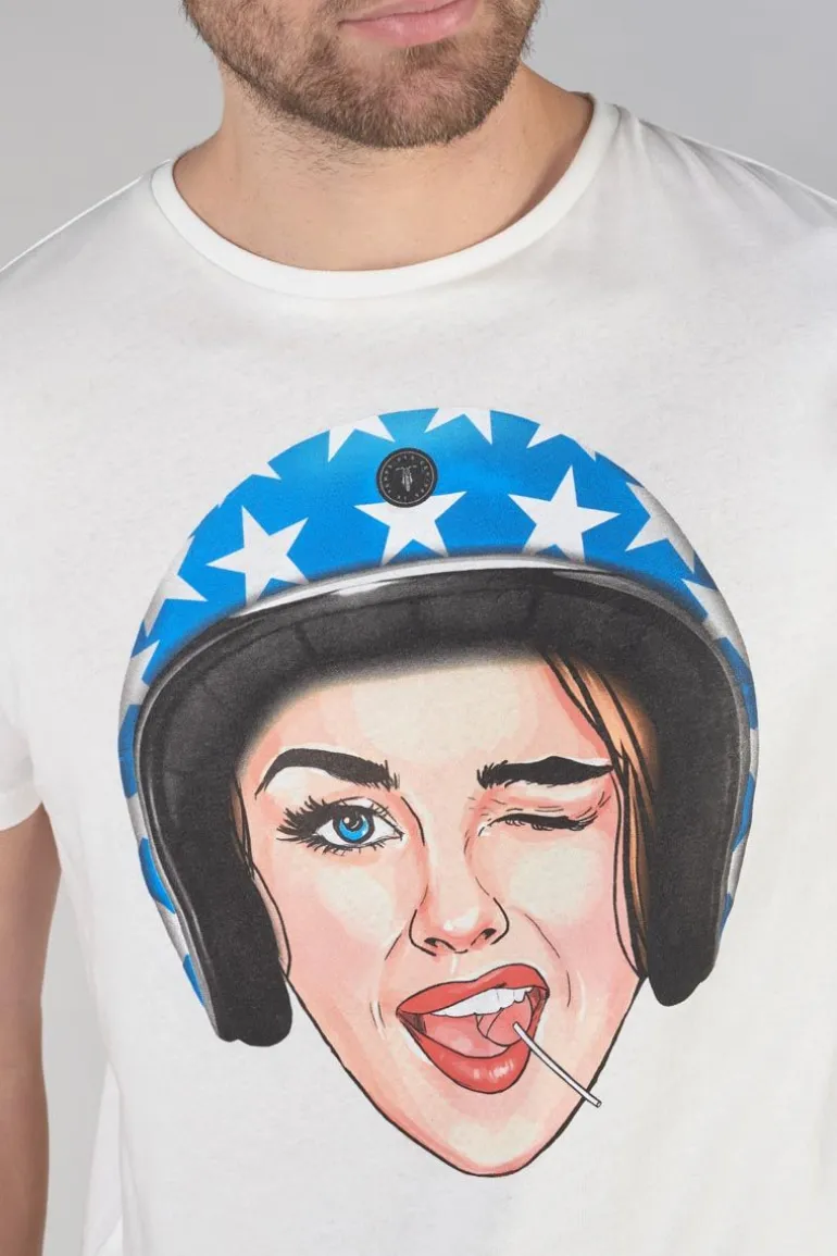 Le Temps des Cerises T-Shirt Cram Blanc Imprime-Homme T-Shirts & Polos