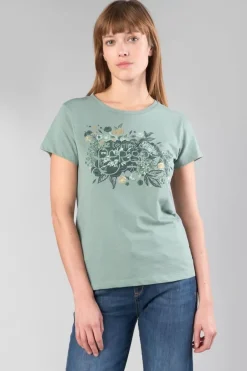Le Temps des Cerises T-Shirt Gracy Vert Imprime-Femme T-Shirts & Débardeurs