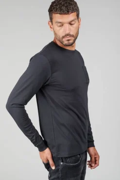 Le Temps des Cerises T-Shirt Manches Longues Laia Noir-Homme T-Shirts & Polos