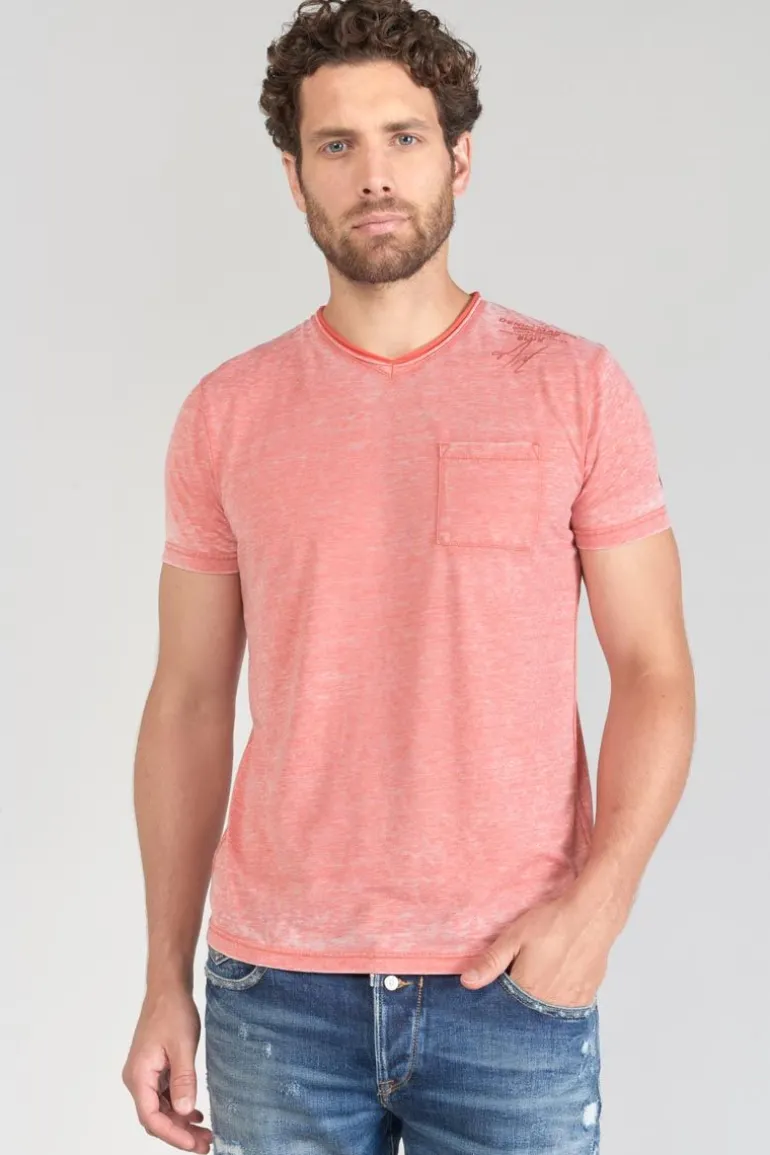 Le Temps des Cerises T-Shirt Mavoc Rouge Chine Delave-Homme T-Shirts & Polos