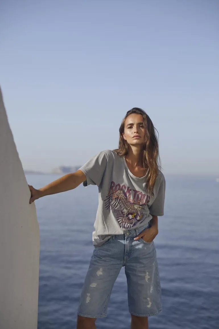 Le Temps des Cerises T-Shirt Nixon Gris Clair Delave-Femme T-Shirts & Débardeurs