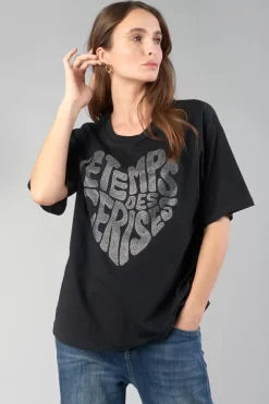 Le Temps des Cerises T-Shirt Oraya Noir A Strass-Femme T-Shirts & Débardeurs