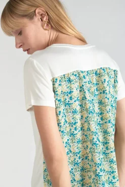 Le Temps des Cerises T-Shirt Romi Bi-Matiere Imprime Vert-Femme T-Shirts & Débardeurs