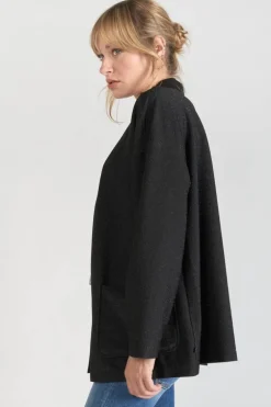 Le Temps des Cerises Veste Kimono Sobrado Noir Brillant-Femme Vestes & Blousons